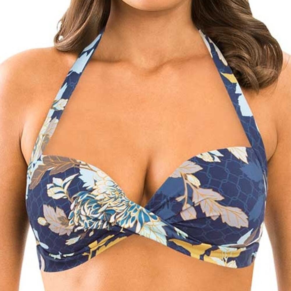 JETS AUSTRALIA BY JESSIKA ALLEN Retro 50s Moulded Blue Floral Bikini Top 8